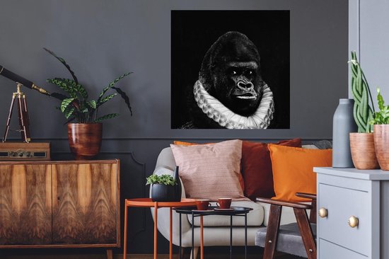 Stickers Stickers muraux - Peinture - Gorilla - Zwart - Wit - 80x80 cm - Feuille adhésive