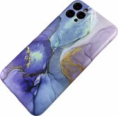 Apple iPhone Xs Max - Silicone marmer zacht hoesje Lot blauw - Geschikt voor