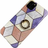 Apple iPhone 11 - Silicone ring triangle zacht hoesje Rosa wit - Geschikt voor