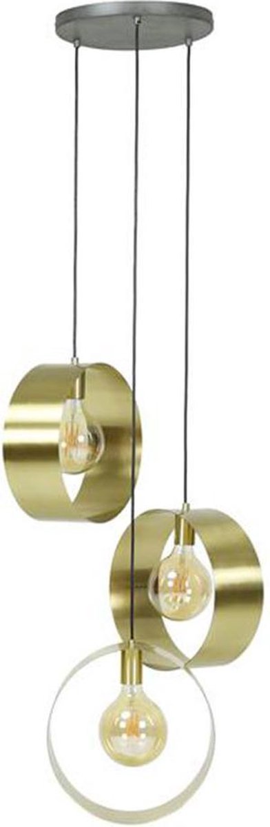 Livin24 Hanglamp goud Manon metaal getrapt 3-lichts Ø30