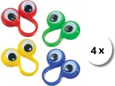 4 x Vingerogen Ring met oogjes - wiebeloogjes - uitdeelcadeautje traktatie