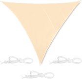 Relaxdays schawuwdoek driehoek - met ringen - zonwering - zonnezeil - schaduwzeil - beige - 5 x 5 x 5 m