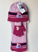 Frozen Meisjes 3-Delig Winterset Muts-Handschoenen Licht Roze/Blauw 4-6 jaar - 1 Stuk