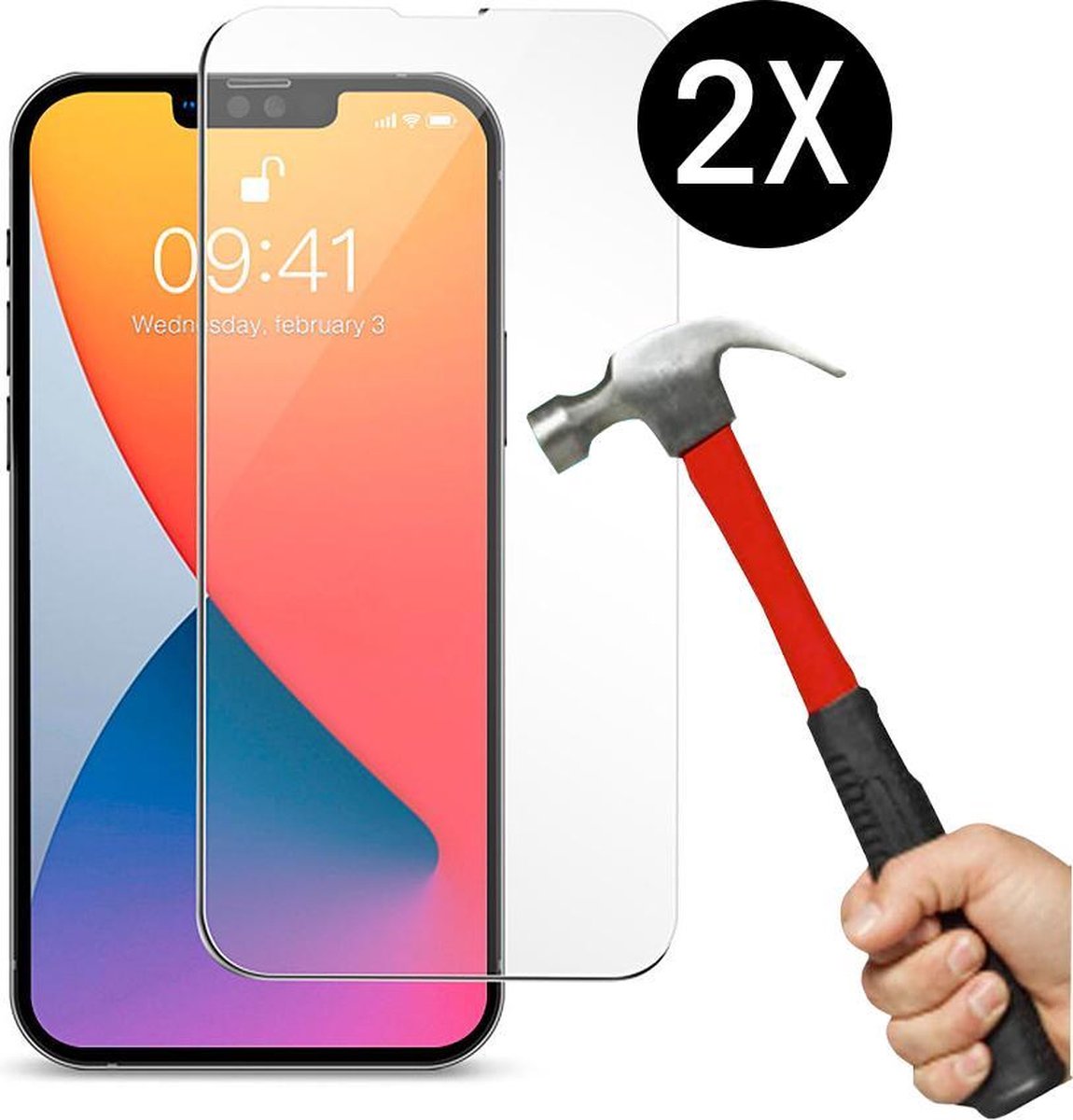 Screenprotector geschikt voor iPhone 13/13 Pro screenprotector 2PACK - tempered glass - iPhone 13 / 13 Pro Beschermglas Screen protector 2 Stuks - EPICMOBILE