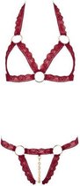 Cottelli Collection – Open Lingerie Set met BH en String Kanten Uitstraling  – Maat S/M – Rood