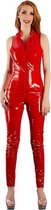 Black Level – Mouwloze Wetlook Lak Jumpsuit met Dubbelzijdige Rits Sluiting Passie en Stijlvol – Maat S – Rood