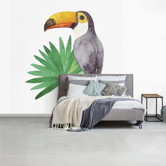 Papier peint photo peint vinyle - Illustration aquarelle d'un toucan largeur 300 cm x hauteur 300 cm - Tirage photo sur papier peint (disponible en 7 tailles)