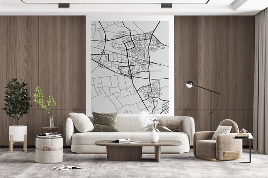 Behang - Fotobehang Stadskaart - Ede - Grijs - Wit - Breedte 195 cm x hoogte 300 cm - Plattegrond