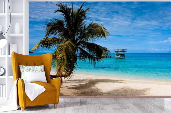 Papier peint vinyle - Vue de la plage des îles de la baie d'Amérique du Nord au Honduras largeur 450 cm x hauteur 300 cm - Tirage photo sur papier peint (disponible en 7 tailles)