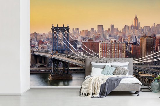 Behang - Fotobehang Manhattan Bridge in New York - Breedte 330 cm x hoogte 220 cm