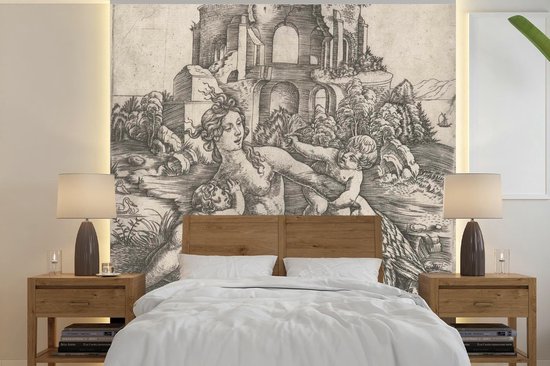 Behang - Fotobehang Leda en de zwaan met haar vier kinderen