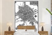 Behang - Fotobehang Stadskaart - Groningen - Zwart Wit - Breedte 200 cm x hoogte 300 cm - Plattegrond