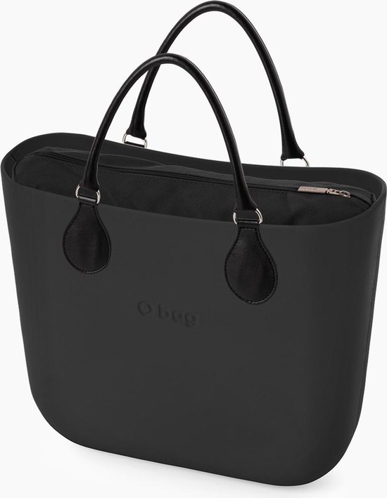 O bag mini handtas in zwart, compleet met korte handvatten in zwart en  canvas... | bol.com