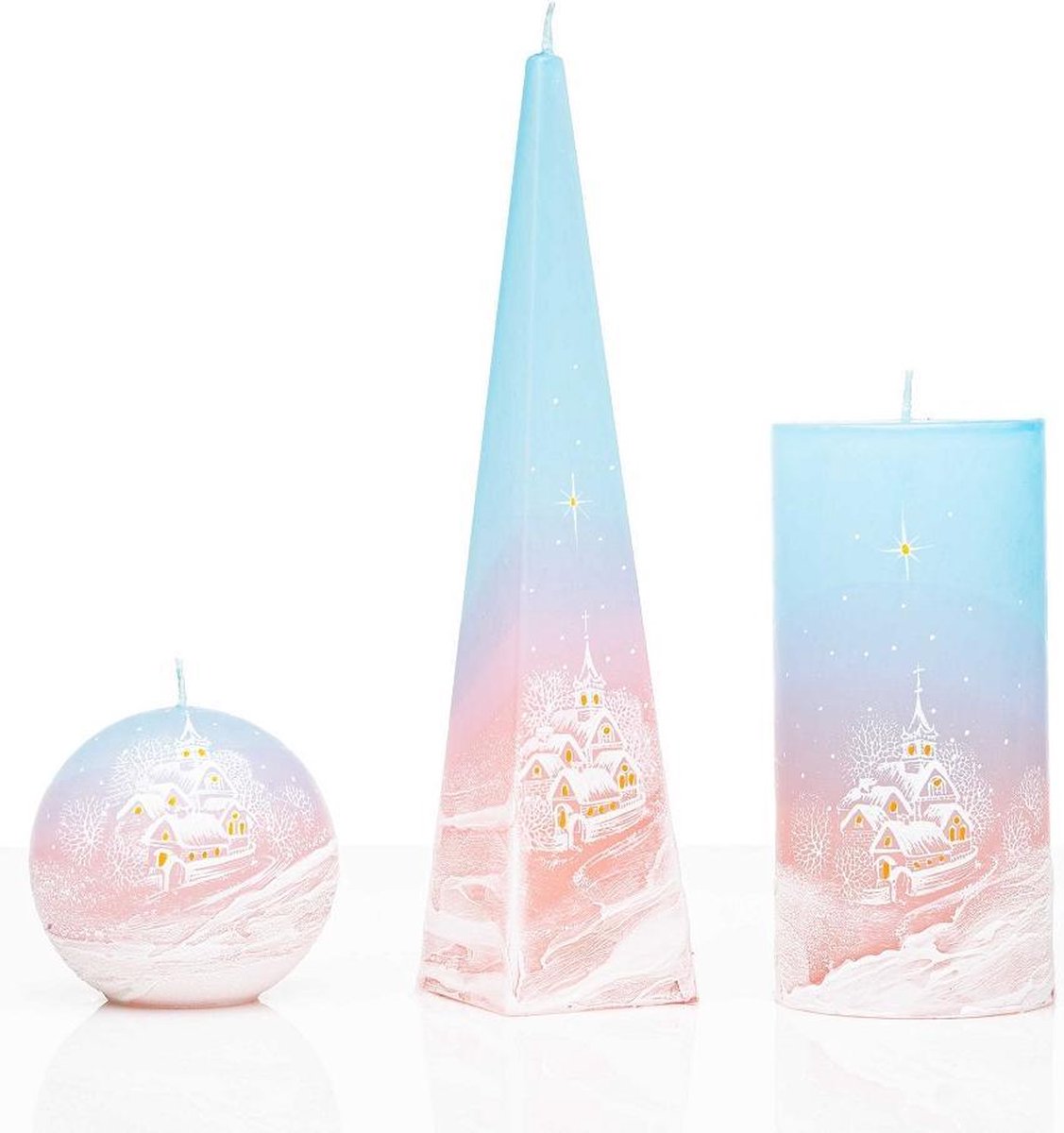 Jakelis Kaarsen - Set Handgeschilderd - Winter - Kerst - Kerstverlichting Wit