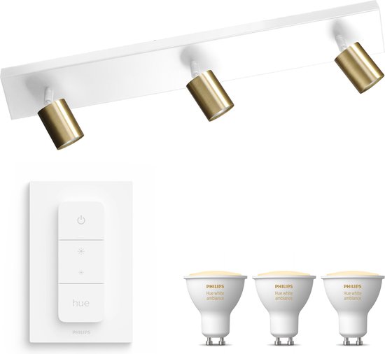 Philips MyLiving Pongee Opbouwspot - Wit- 3 Lichtpunten - Incl. Philips Hue White Ambiance Gu10 Dimmer 2