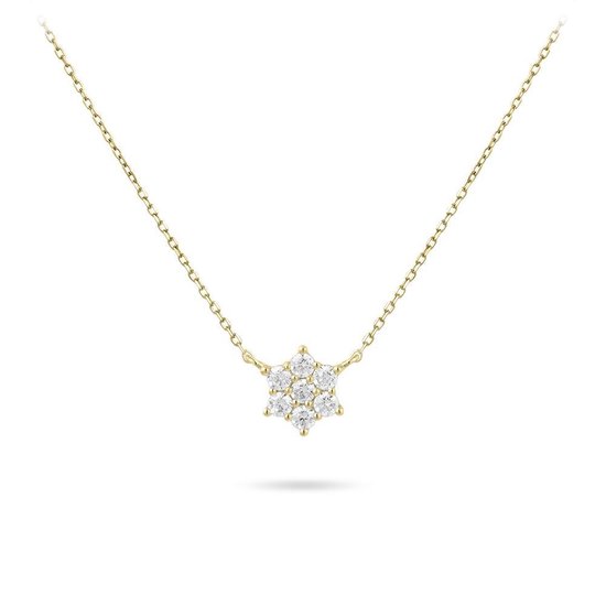 GISSER Jewels VGN008 - Ketting 14k Geelgoud met Zirconia in Ster vorm - Lengte 38 + 4 cm