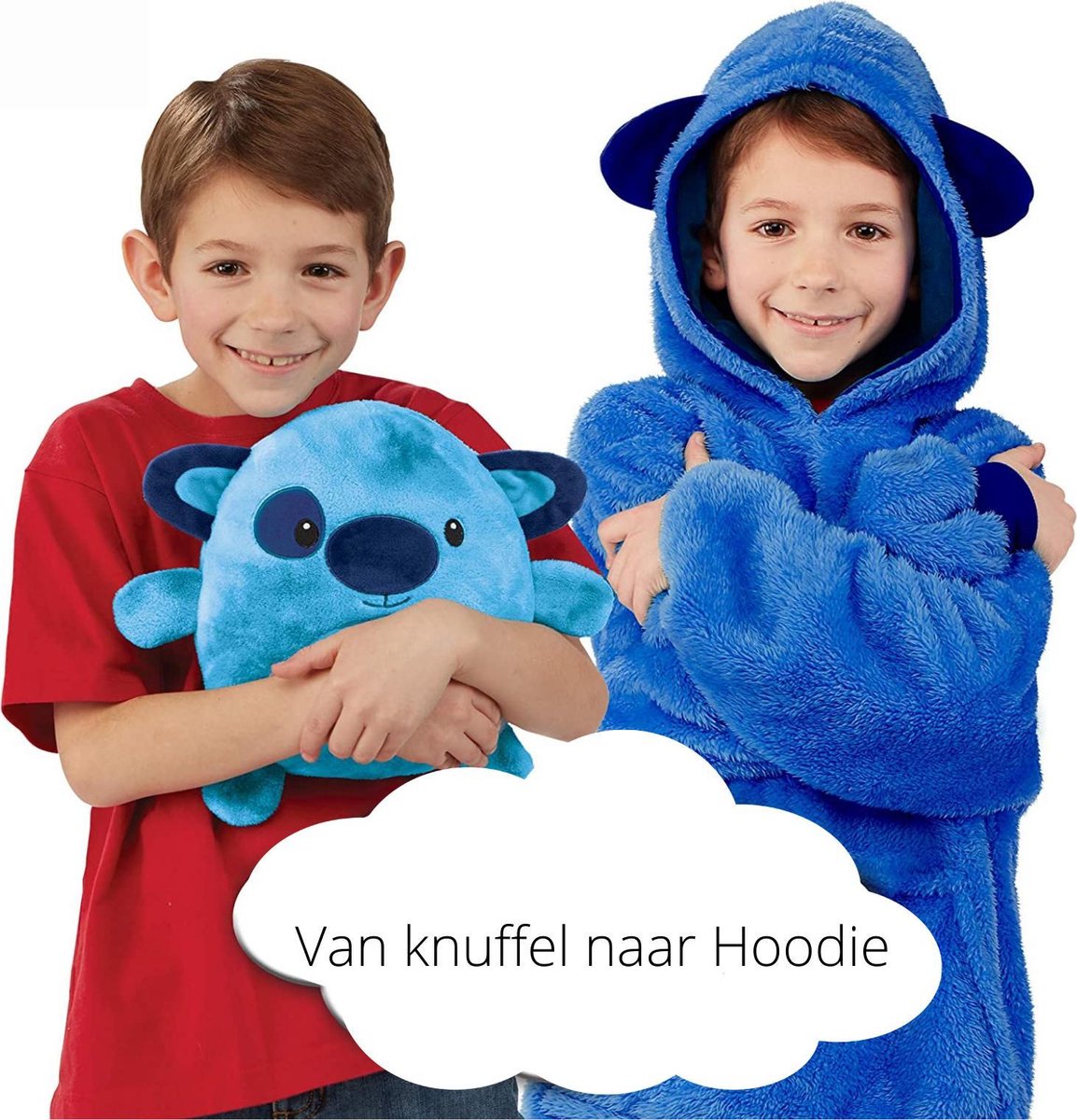 Couverture à capuche en peluche très douce Huggle Hoodie, bleu