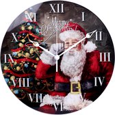 Berhast Stille Kerst Klok - Kerstmisversiering - Kerstdecoratie voor Binnen Woonkamer - Kerstmis Decoratie - Winking Santa Claus -
