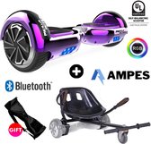 Hoverboard | Megamotion | Bluetooth Speaker | Oxboard | LED verlichting | Paars + Hoverkart Zwart