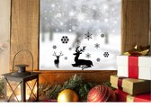 Raamsticker Rendieren ZWART - Kerstvlokken - Kerstmis - Rendier - Window - Sneeuwvlokken - Raamdecoratie - Kerstdecoratie - Merry Christmas - Vinyl sticker - Gemakkelijk plakken - Eenmalig ge