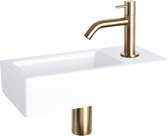Bally Ravo Fonteinset Keramiek Gebogen Koudwaterkraan Met Afvoerplug En Sifon Mat Goud