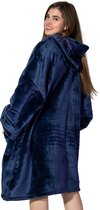 Comfies® Draagbare Deken - Hoodie Blanket huggle - Oversized - Oodie - Fleece Sherpa - Hoge kwaliteit- Plaid cozy snuggie - Navy Blauw