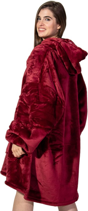 Comfies® Draagbare Deken - Hoodie Blanket huggle - Oversized - Oodie - Fleece Sherpa - Hoge kwaliteit- Plaid cozy snuggie - Red - Rood
