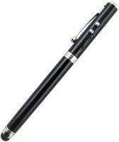 Laser Stylus 4 in 1 - met LED lamp en Laser Pointer - Pen Touch - Zwart