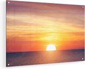Artaza Glasschilderij - Zonsondergang Op De Zee - 60x40 - Plexiglas Schilderij - Foto op Glas