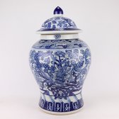 Fine Asianliving Chinese Gemberpot Blauw Wit Porselein Chinese Pioenrozen D28xH48cm