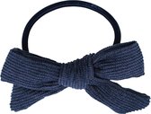 Haarelastiek met knoop en strik - marine rib | Blauw | Meisje