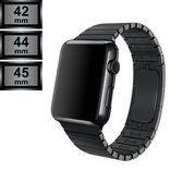 Geschikt voor Apple Watch Bandje - Schakelarmband - Apple iWatch Series 1/2/3/4/5/6/SE/7 - 42/44/45mm - Zwart