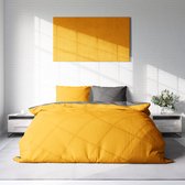 Nice Dreams Dekbedovertrek - 100% Katoen - DUO EFFEN Geel/Antraciet - 140X220 cm