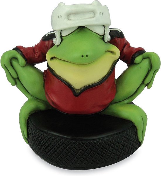 Figurine animal grenouille Freddy le champion de Hockey - hauteur 11 cm - grenouille verte - figurine grenouille - figurine de sport
