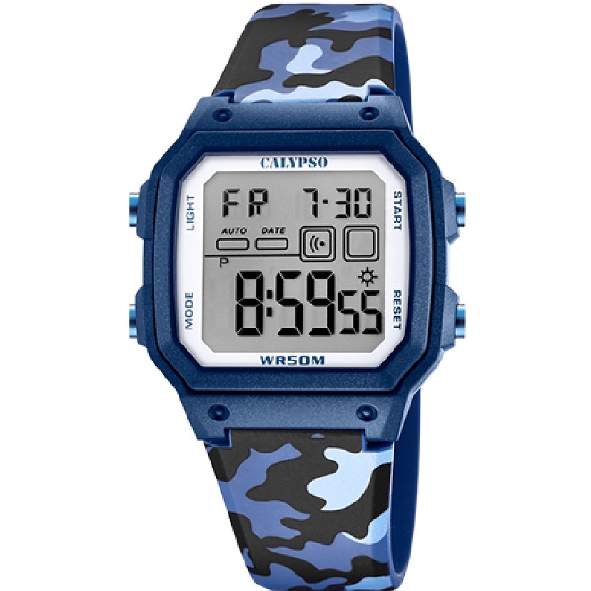 Calypso K5812-3 Horloge Digitaal kunststof-rubber camouflage blauw 45 mm