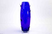 Beeld  - cactus blauw  - Leerdam Kristal - glascadeau  -  H40cm