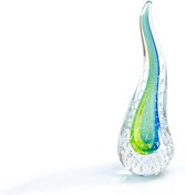 Beeld  - glasobject krul - Boheems kristal  - groen/blauw - Murano glas  -  H25cm