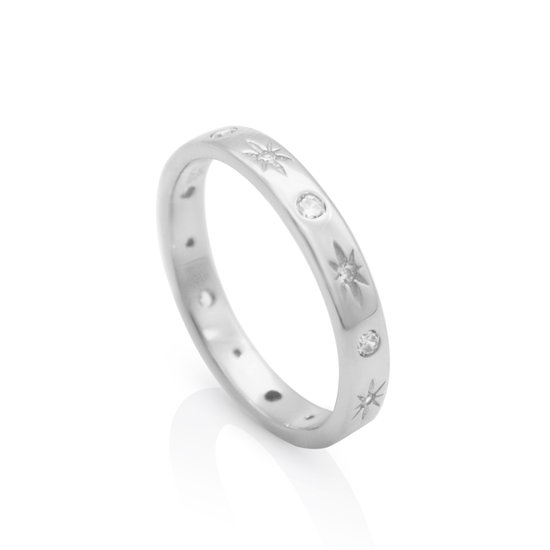 Schitterende Zilveren Galaxy Ring 16,25 mm.