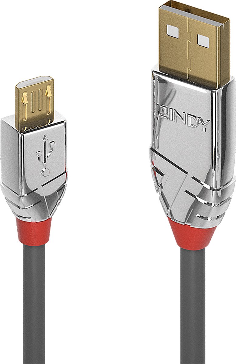 LINDY 36652 USB-kabel USB 2.0 USB-A stekker, USB-micro-B stekker 2.00 m Grijs