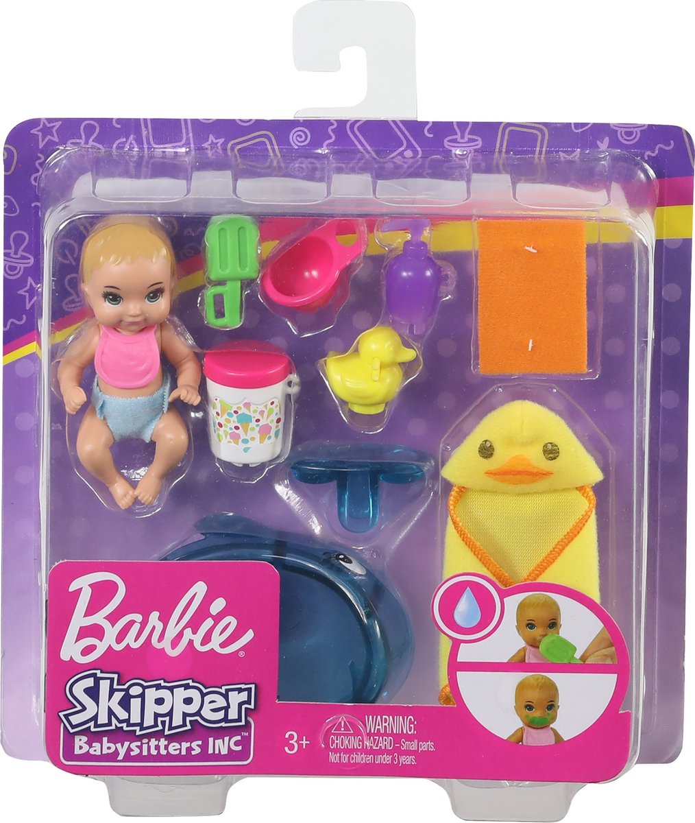 Barbie Family Skipper Babysitter Badtijd Speelset - Baby met Bad en Accessoires - Barbie