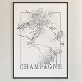 Brushery - Wijnposter - Champagne - Frankrijk - Wijnkaart - Zwartwit