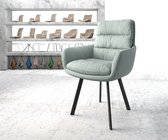 Gestoffeerde-stoel Abelia-Flex met armleuning 4-Fuß oval zwart stripes mint
