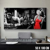 Allernieuwste Canvas Elvis Presley, Marylin Monroe, James Dean - Celebrities - Kleur - 50 x 100 cm