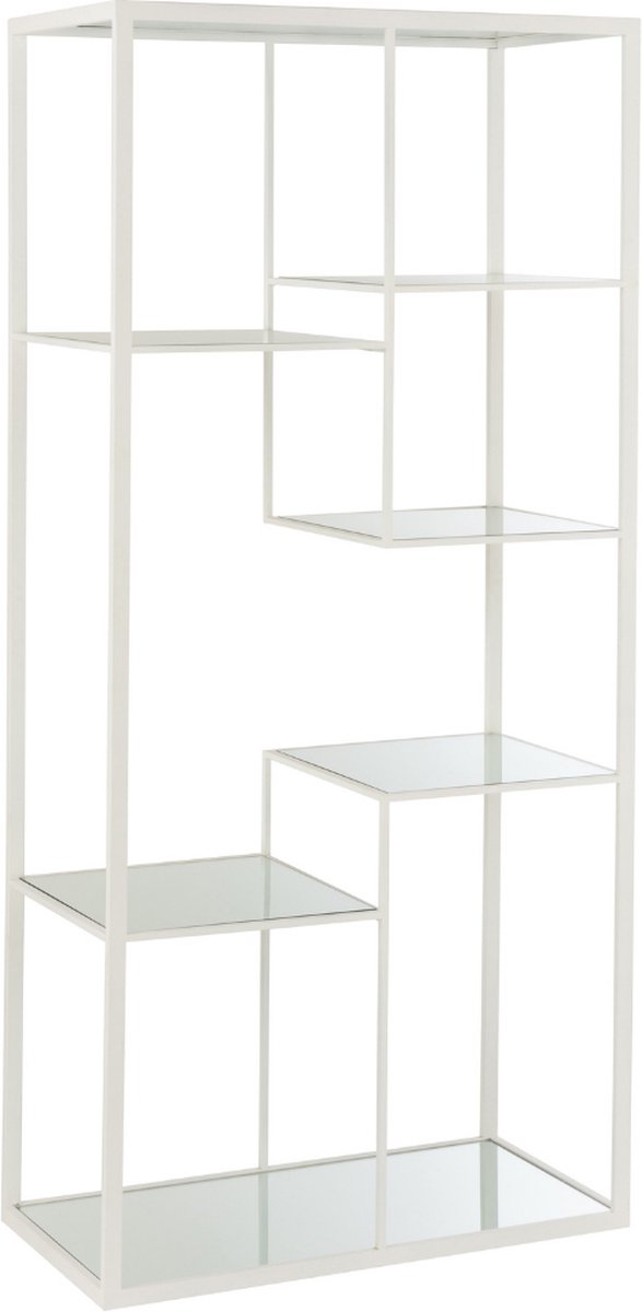 Wandkast Rek Metaal Wit Glas