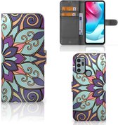 Mobiel Bookcase Motorola Moto G60s Smartphone Hoesje Purple Flower