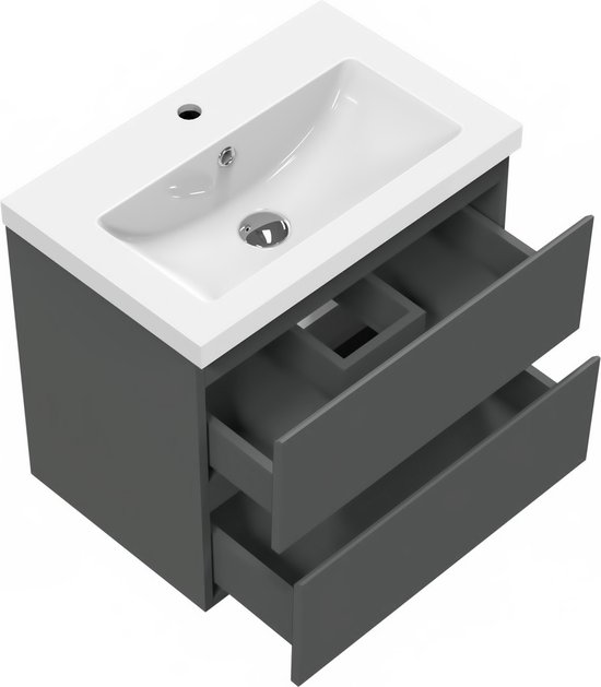 Wastafelonderbouw met onderkast 50 cm badkamermeubels met kunstmarmer ...