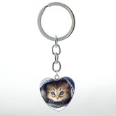 GoedeDoelen.Shop | Sleutelhanger heart kitten Jeans | Katten sleutelhanger | Poezen Sleutelhanger | Katten Tashanger | Poezen Tashanger | Tashanger | Cadeautje
