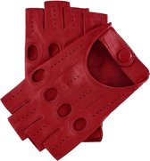 Fratelli Orsini Leren Handschoenen Vingerloos voor Dames Rossana (Rood) - Lamslederen autohandschoenen Premium Handgemaakt in Italië - Rood maat 6 - XS - met opbergzakje & ledergel