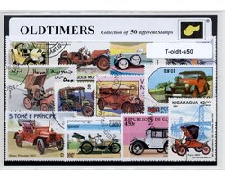 Oldtimers – Luxe postzegel pakket (A6 formaat) : collectie van 50 verschillende postzegels van oldtimers – kan als ansichtkaart in een A6 envelop - authentiek cadeau - kado - geschenk - kaart - oldtimer - oude auto's - oude motoren - ford - mercedes