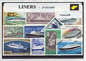 Lijnschepen – Luxe postzegel pakket (A6 formaat) : collectie van 25 verschillende postzegels van lijnschepen – kan als ansichtkaart in een A6 envelop - authentiek cadeau - kado - g